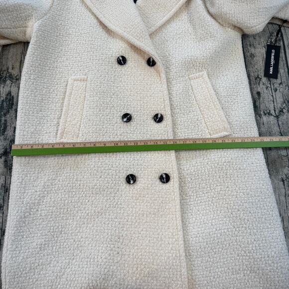 KARL LAGERFELD PARIS Women's XXL Double-Breasted Overcoat Wool Blend - Picture 9 of 12